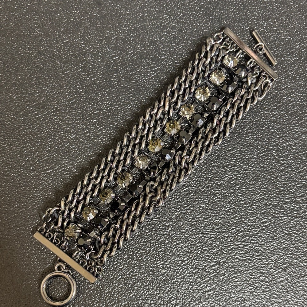 Express Chunky Gunmetal Silver and Black Chain Bracelet Y2K
